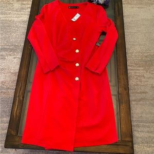 NY&Company Red Knit Dress Cinched Waist